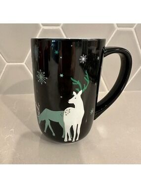 🍁DavidsTea Nordic Colour Changing Winter Reindeer Snowflake Ceramic Mug 16 oz